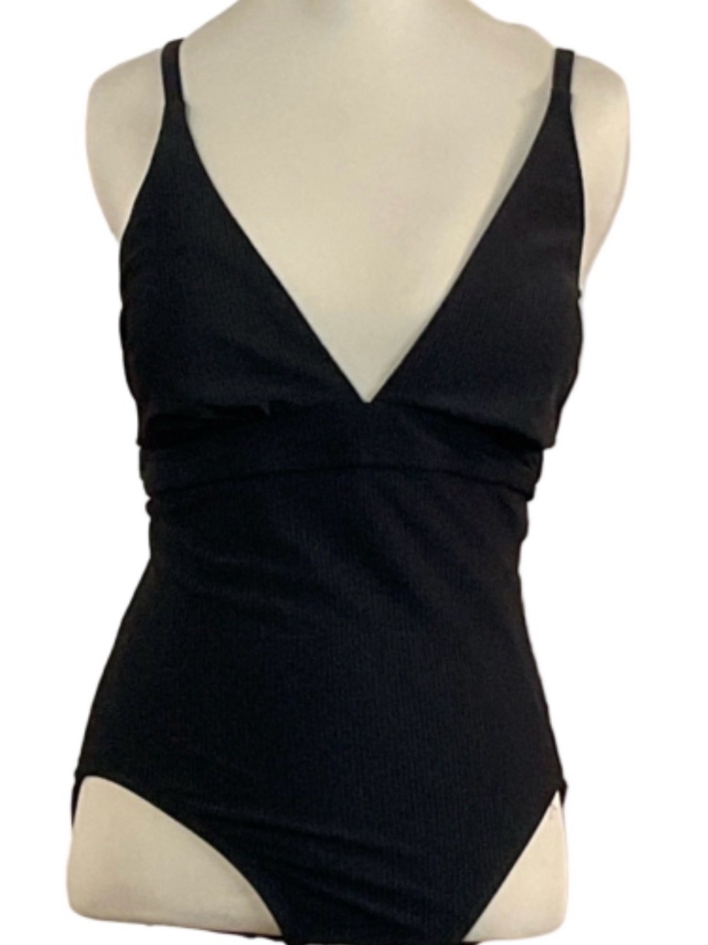 JustFab Black V-Neck One-Piece Swimsuit
